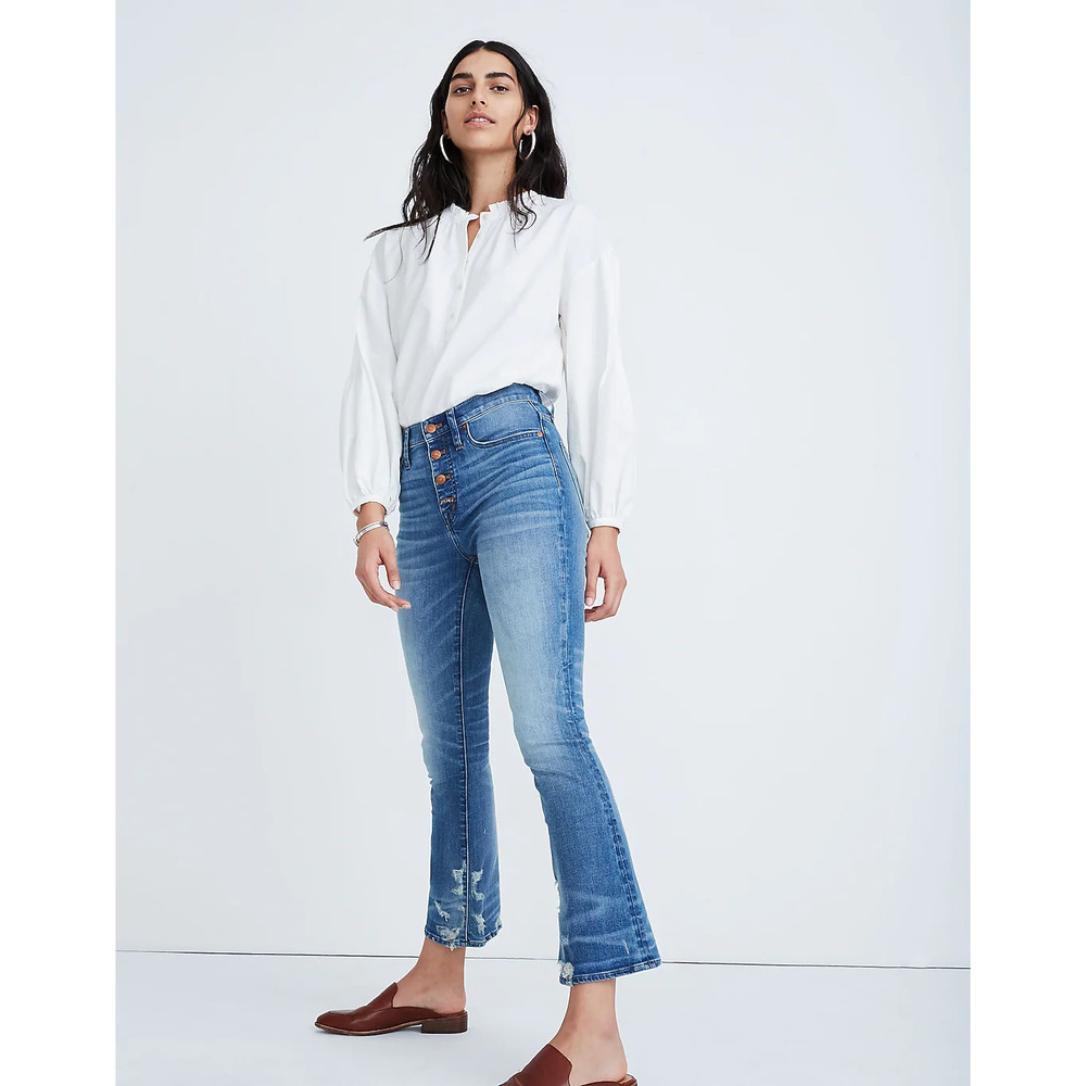 Madewell Cali Demi-Boot Jeans in Bess Wash: Button-Front Edition Size 25